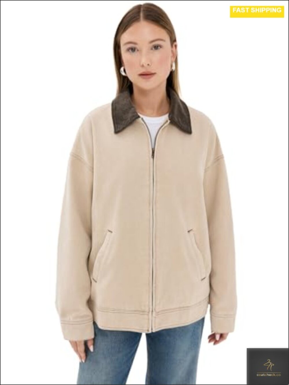 Heavyweight 100% Cotton Canvas Zip Front Barn Jacket with Corduroy Trim and